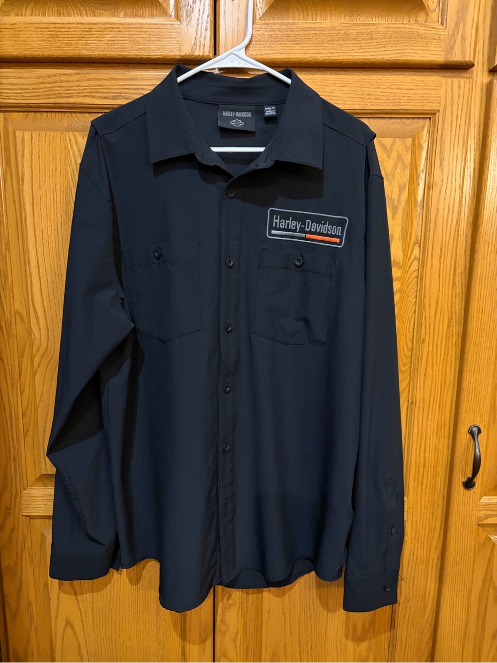 Harley-Davidson Black Button-Front Shirt with Orange Accent